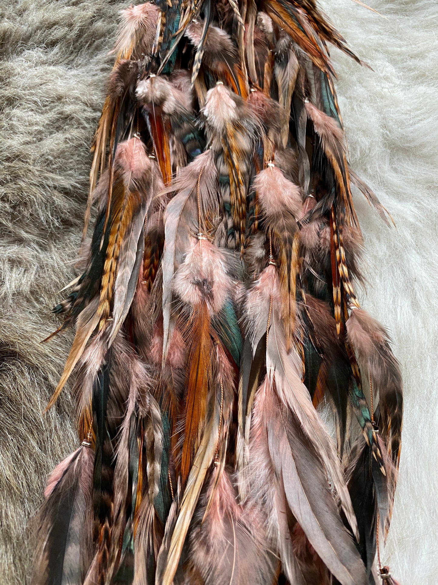 Feather Extensions - Coloured. Light Brown Chinchilla