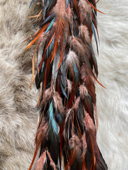 Feather Extensions - Coloured. Chocolate Brown.