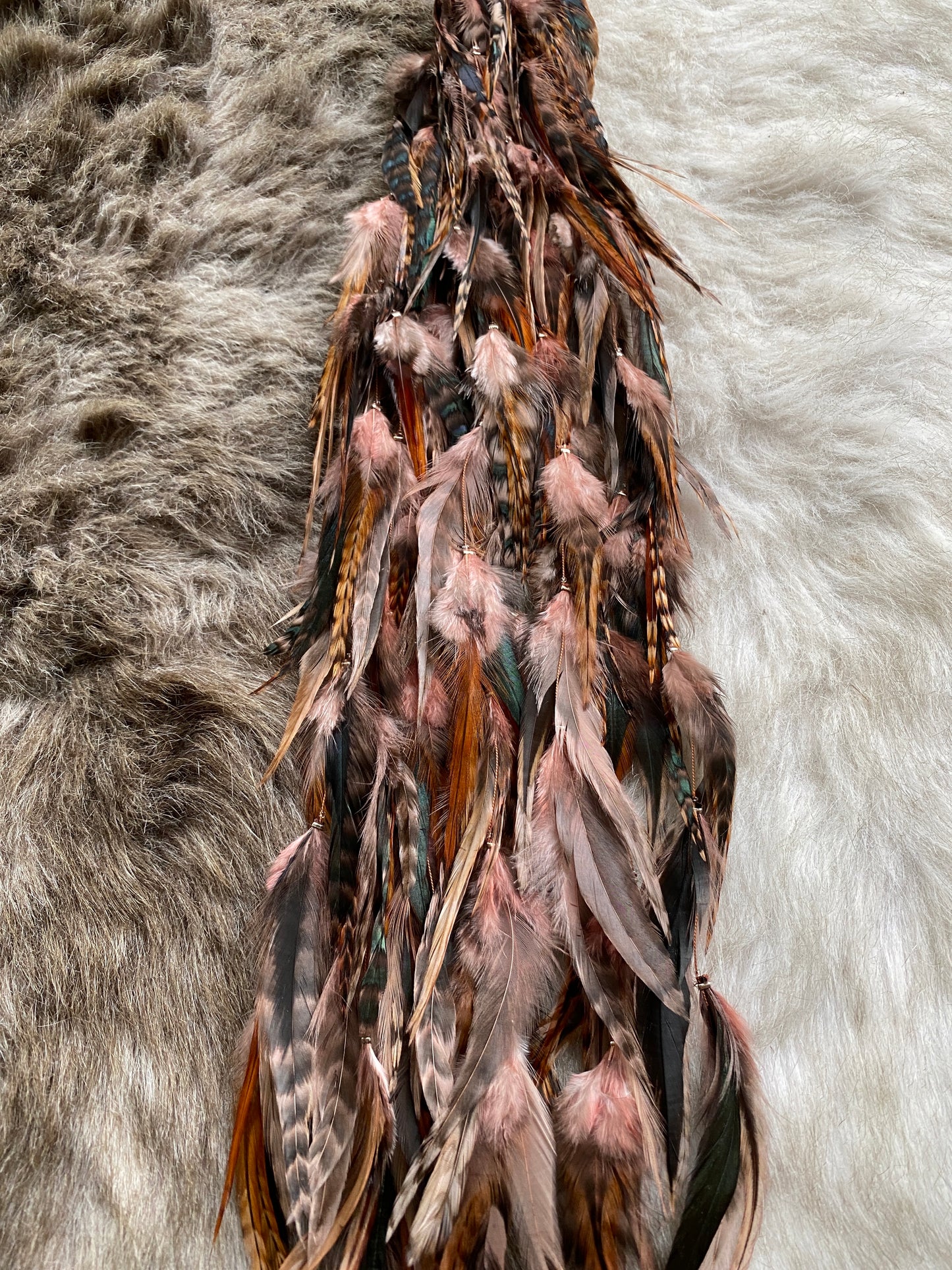 Feather Extensions - Coloured. Light Brown Chinchilla