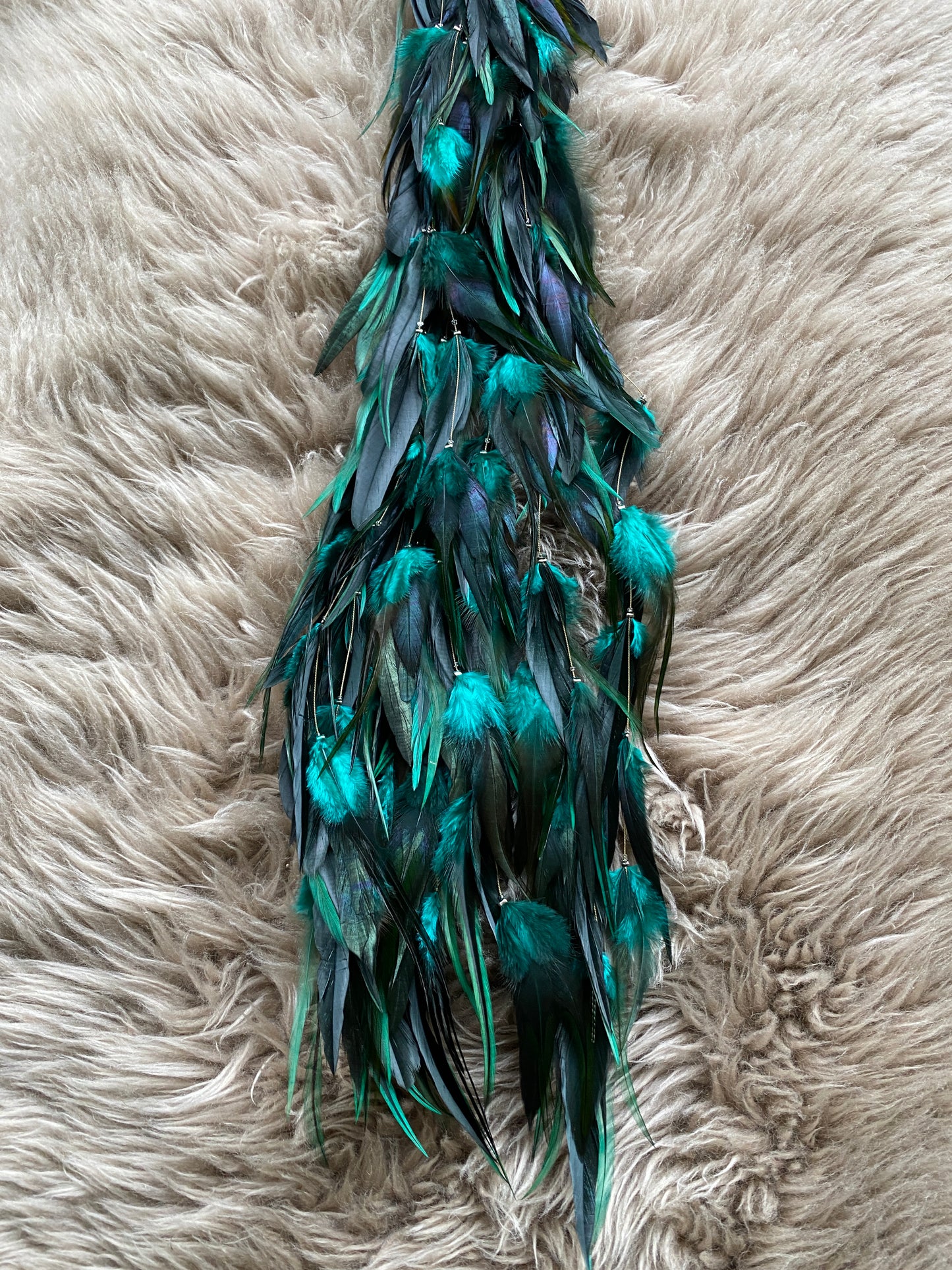 Feather Extensions - Coloured. Emerald Green