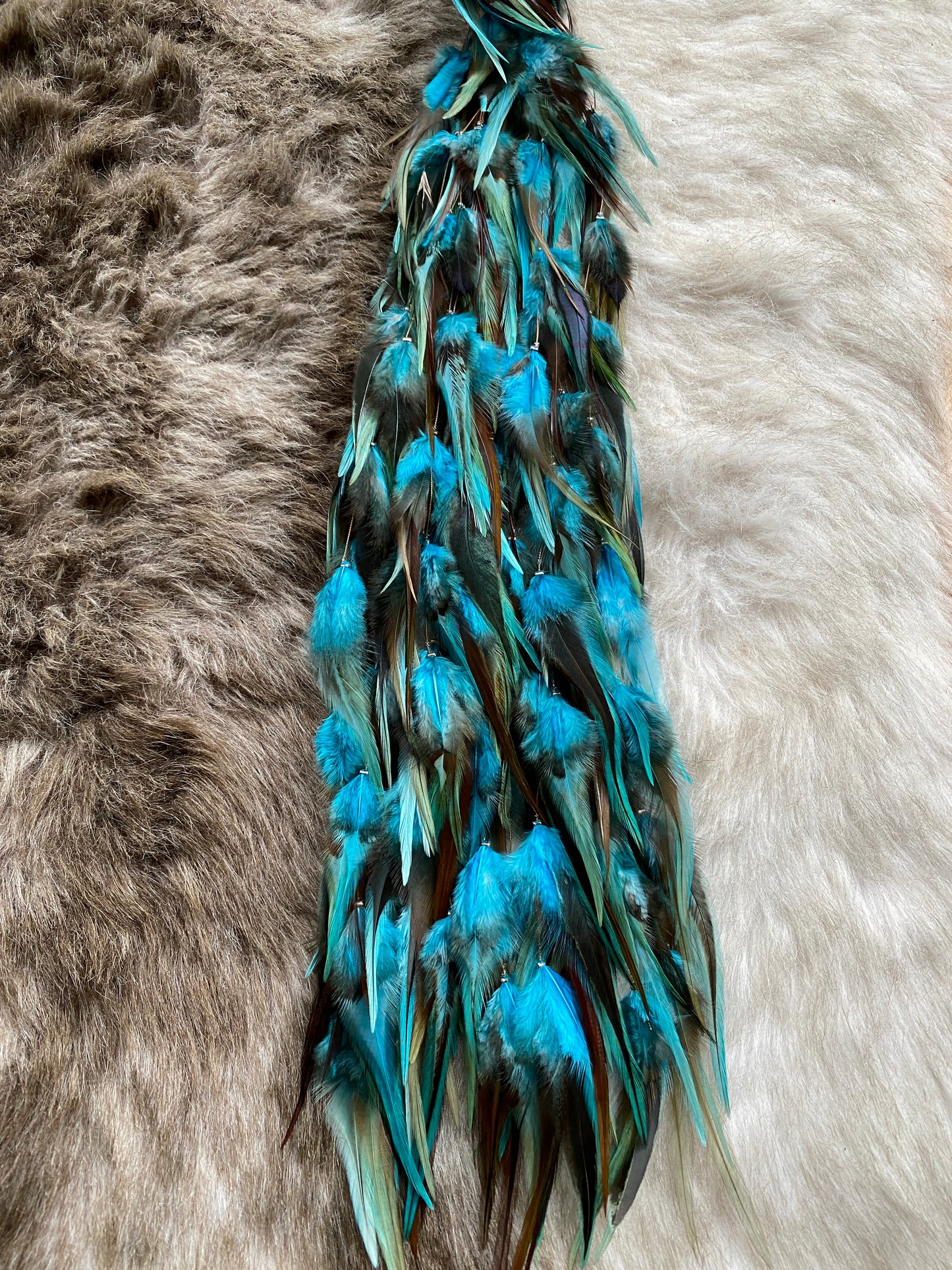 Feather Extensions - Coloured. Aqua Aura