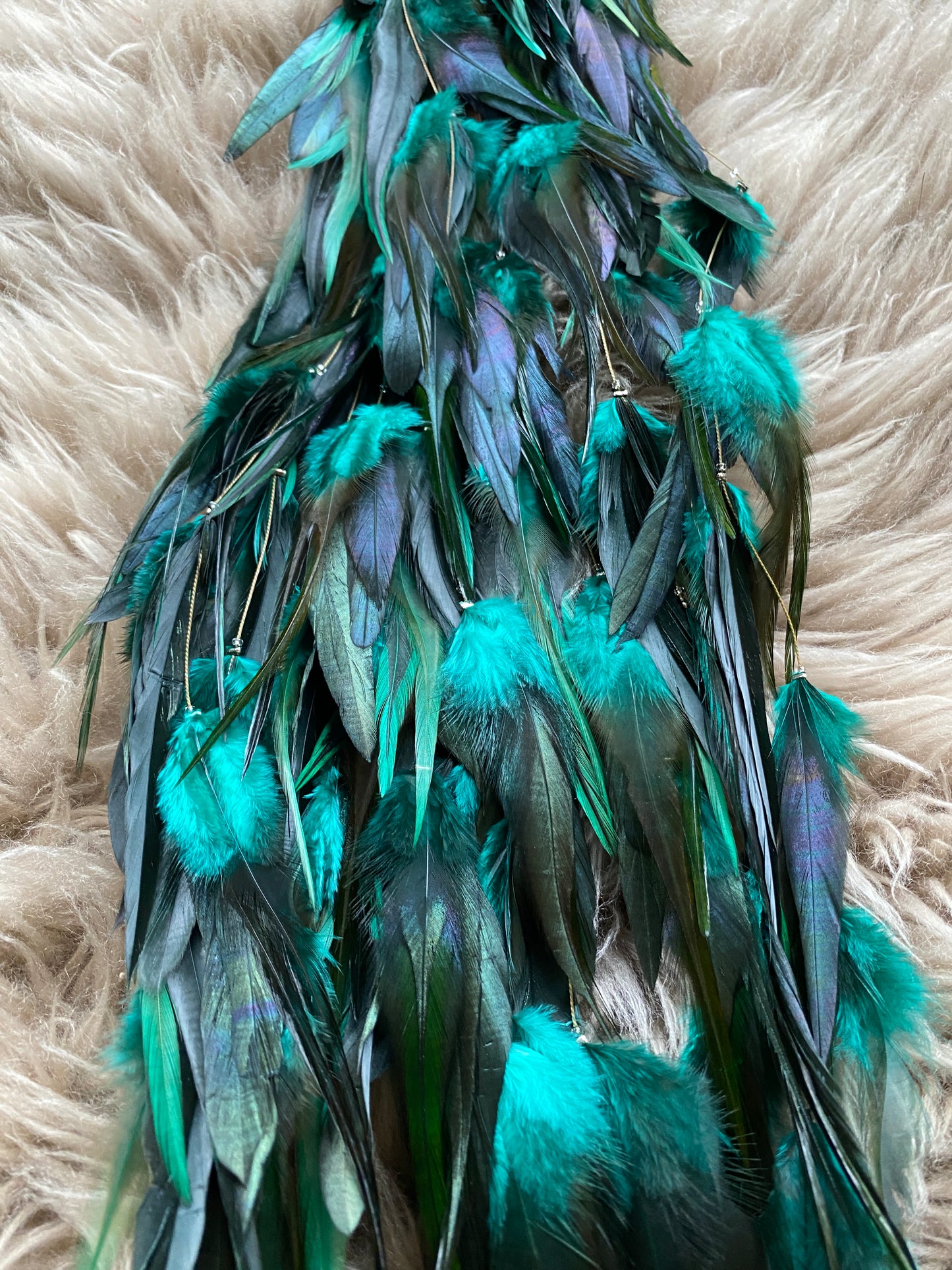 Feather Extensions - Coloured. Emerald Green