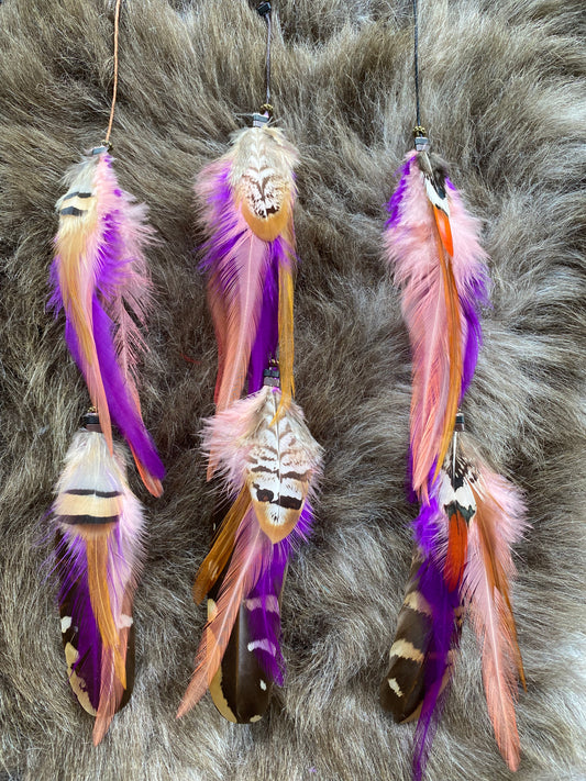Plume Clips- Pink and Purple Mix