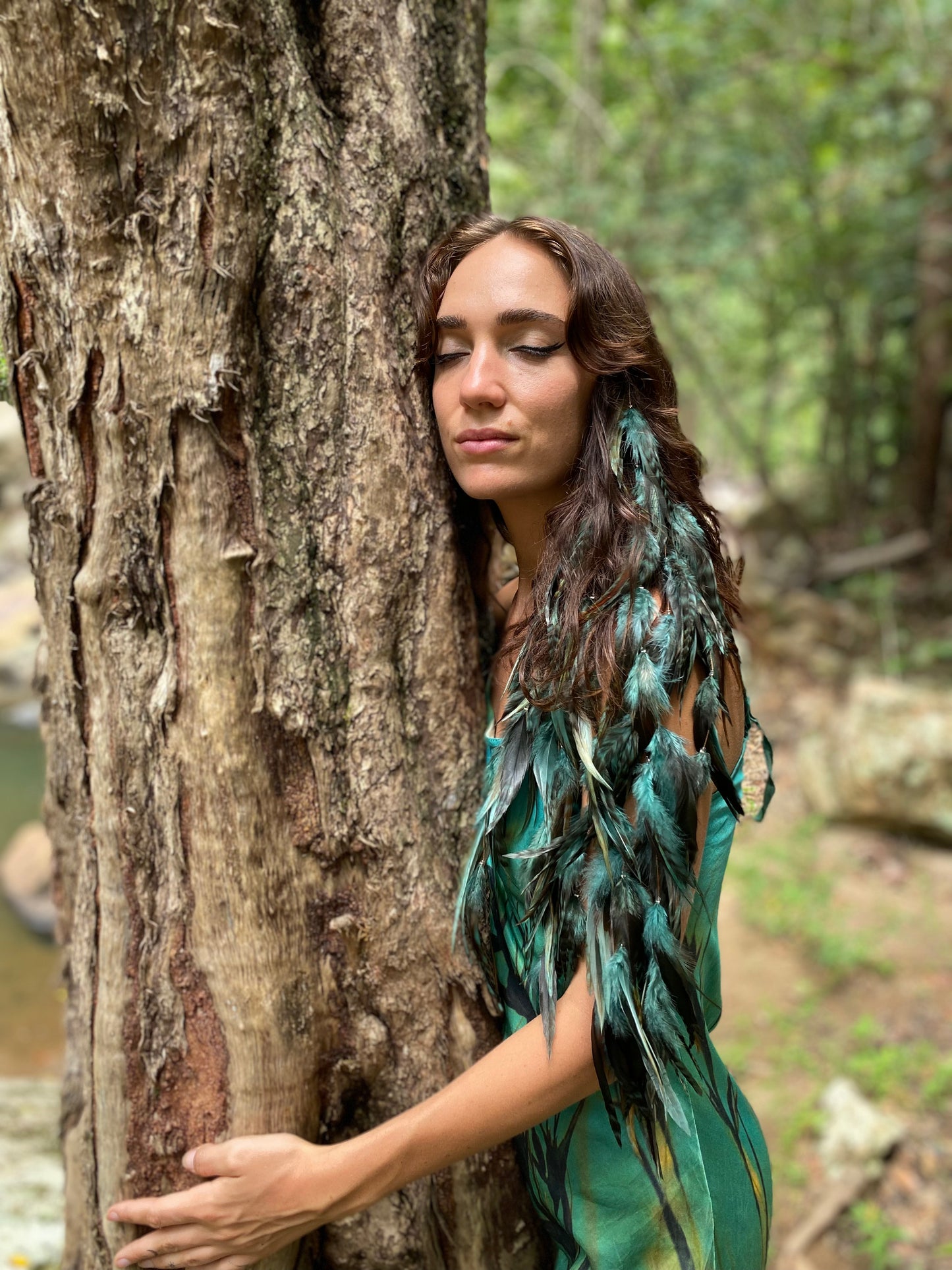 Feather Extensions - Coloured. Emerald Green