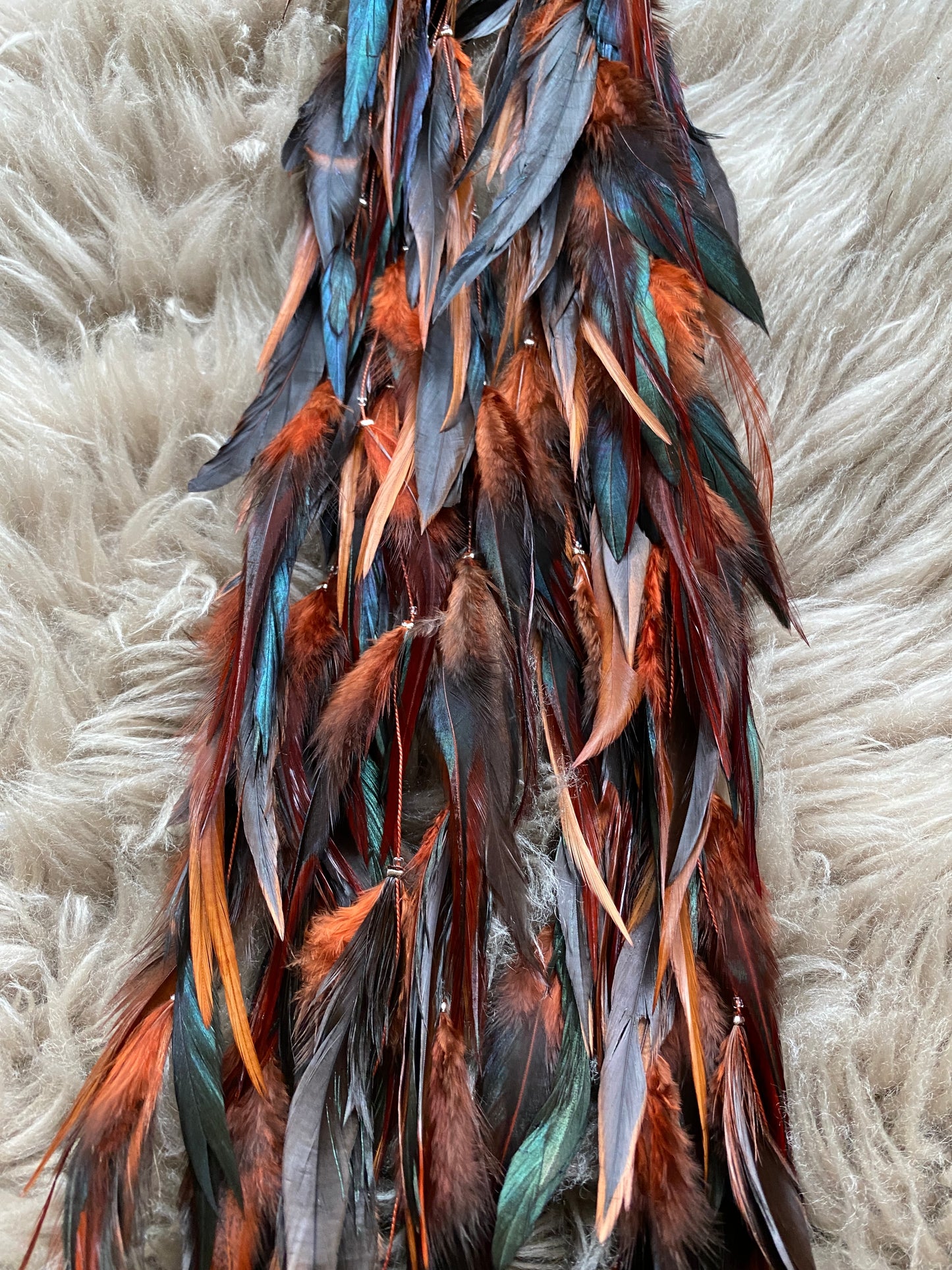 Feather Extensions - Coloured. Rustic brown