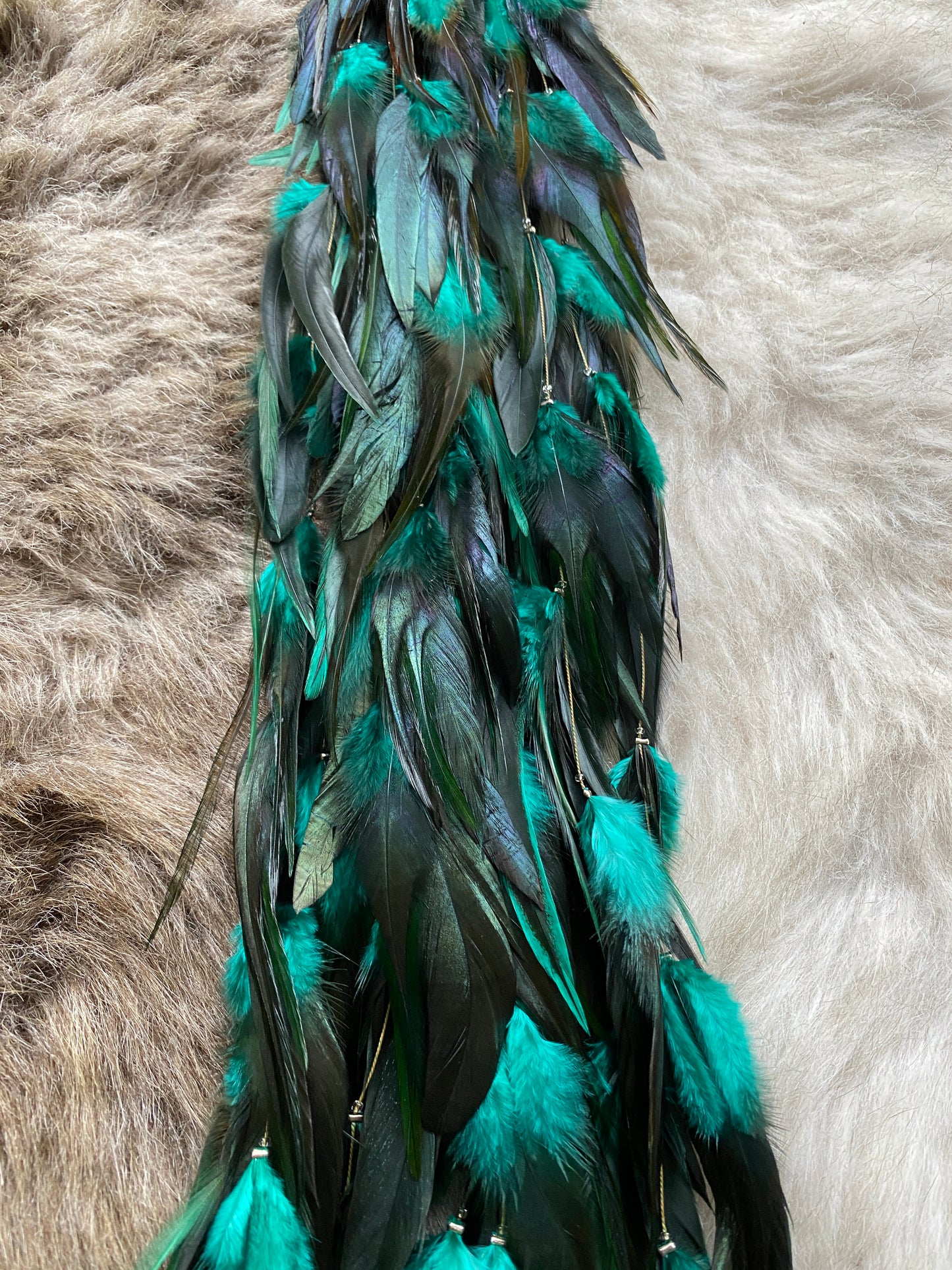 Feather Extensions - Coloured. Emerald Green